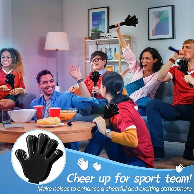 12 Pieces Black Hand Clappers 7.5 Inch Clappers Noisemakers Noise Makers Party Favors Plastic Party Clapper for Sporting Events Cheers Ball Dance Basketball Football Noisemakers（Black）