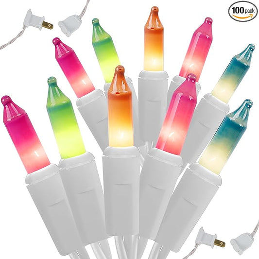 WATERGLIDE 2 Pack Easter String Lights, Christmas Lights, 50 Count White Wire Mini Pastel Fairy Lights, 120V UL Certified for Patio Wreath Garland Garden Outdoor Indoor Decoration, Multicolor