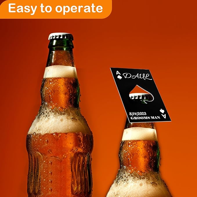 10PCSPersonalized Bottle Openers Credit Card Size, Groomsmen Best Man Gifts for Wedding Bachelor Party, Stainless Steel Beer Bottle Opener