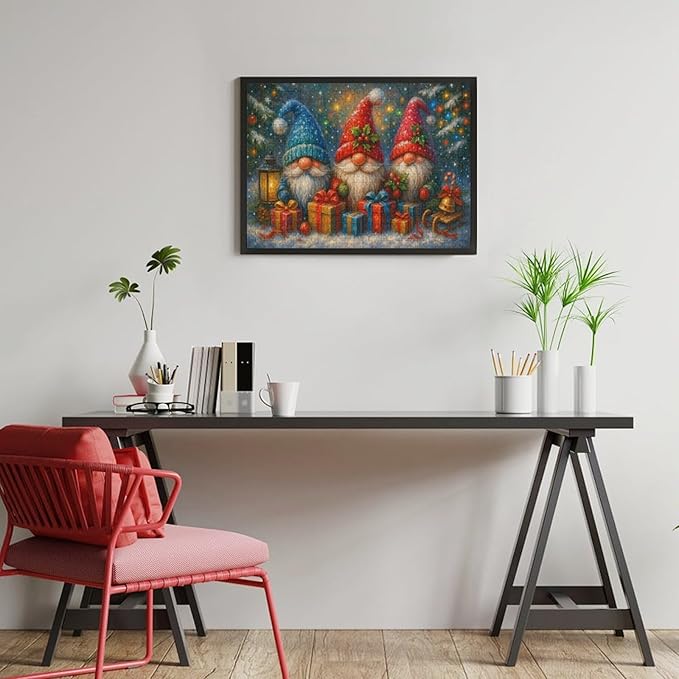 The Joyful Christmas Gnome 1000-Piece Wooden Jigsaw Puzzle, Festive Fun Puzzle, Holiday Entertainment, Mindful Leisure Time, Cozy Winter Relaxation, for Adults and Kids