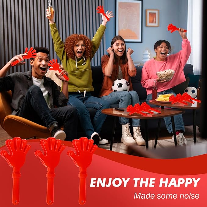 20 Pcs Hand Clappers Noisemakers 7.5 Inch Clappers Noisemakers Plastic Hand Clappers for Birthdays Game Football Sporting Events Cheers Supplies Dance Basketball Football Noisemakers(Red)