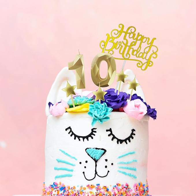 Golden Number 35 Birthday Candles and Star Birthday Candles 2.76 inch Birthday Cake Candles 3D Diamond Shaped Candles are Suitable for Birthday Parties and Anniversary Cake Decorations Candles