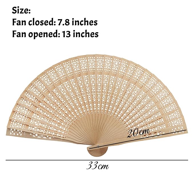 30 Pcs Wedding Fans Personalized Folding Hand Fans, Custom Sandalwood Handheld Fans Bulk Wooden Folding Fan, Vintage Hollow Carved Fans for Wedding Decoration Party Gifts Baby Shower (30 Pcs)