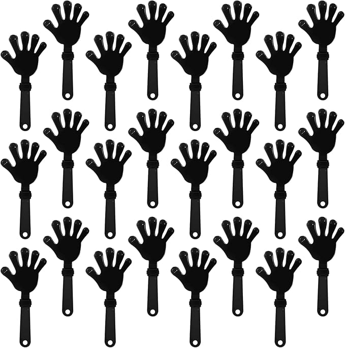 24 Pieces Black Hand Clappers 7.5 Inch Clappers Noisemakers Noise Makers Party Favors Plastic Party Clapper for Sporting Events Cheers Ball Dance Basketball Football Noisemakers（Black）