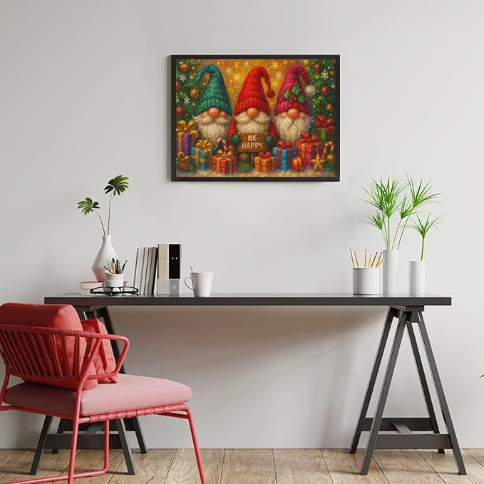 The Joyful Christmas Gnome 1000-Piece Wooden Jigsaw Puzzle, Festive Holiday Puzzle, Idea, Cozy Indoor Fun, Mindful Leisure Activity for Adults and Family