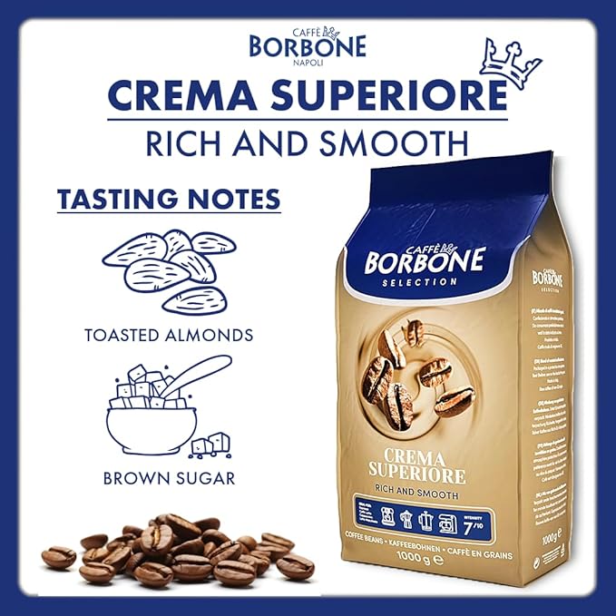Caffè Borbone Whole Bean Coffee, Medium Roast Arabica and Robusta Blend, Crema Superiore, Rich and Smooth Italian Coffee, 2.2 lb Bag (Pack of 2)