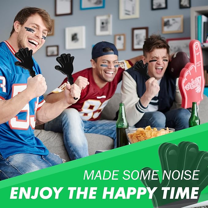 20 Pcs Hand Clappers Noisemakers 7.5 Inch Clappers Noisemakers Plastic Hand Clappers for Birthdays Game Football Sporting Events Cheers Supplies Dance Basketball Football Noisemakers(Black)
