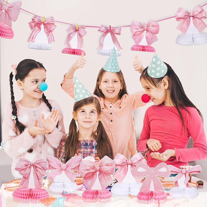12 Pcs Pink Bow Party Honeycomb Centerpieces Pink Bow Table Centerpieces Coquette Theme Birthday Decorations Bow Party Decorations for Birthday Bridal Bachelorette Valentines Day Party Supplies