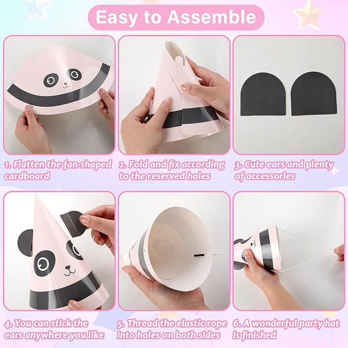 24 Pcs Cute Animal Party Hats Animal Theme Birthday Party Supplies Kawaii Cartoon Animals Cone Paper Crowns with Elastic String for Boy Girl Adults Birthday Baby Shower Cartoon Decorations Photo Props