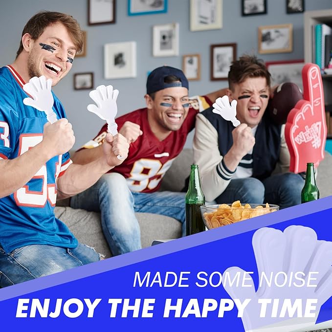 20 Pcs Hand Clappers Noisemakers 7.5 Inch Clappers Noisemakers Plastic Hand Clappers for Birthdays Game Football Sporting Events Cheers Supplies Dance Basketball Football Noisemakers(White)
