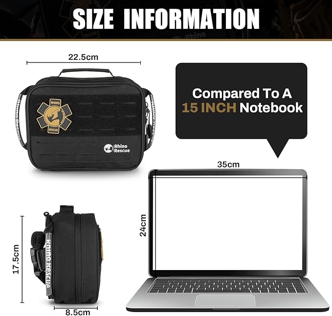 RHINO RESCUE Vehicle IFAK Trauma Kit with C-A-T Tourniquet, Tactical First Aid Kit Molle Pouch Black