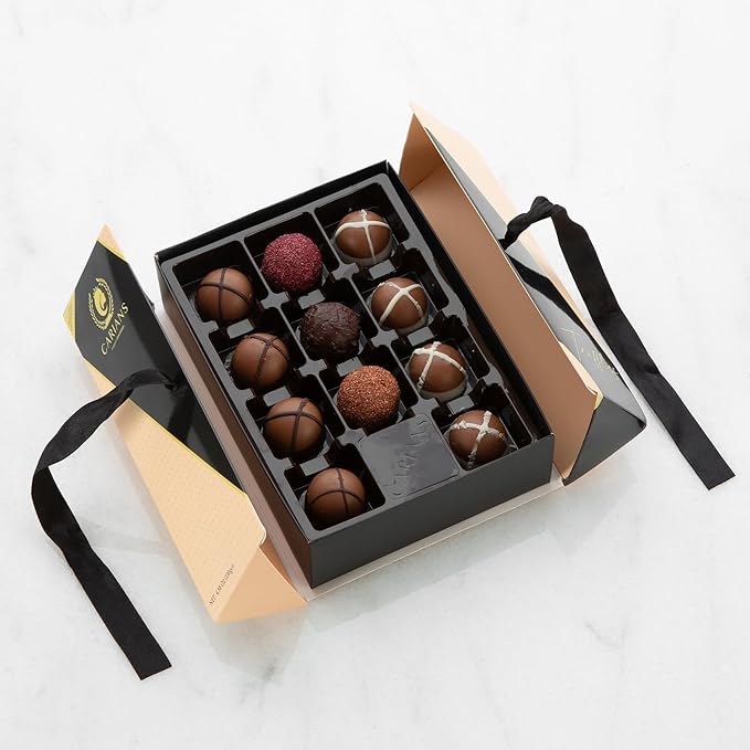 CARIANS Chocolate Gourmet Truffles Box, Chocolate Gift Box, Box of Candy, Assorted Luxury Chocolate Basket, Dark, Milky, Hazelnut Truffles, Holiday Chocolate, Valentine's Day, Great for Gift Giving and Anniversary