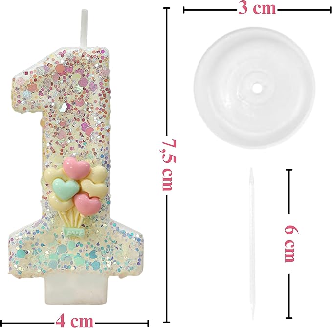 by Tugba Aydan - 1 Number Birthday Candles – 24 Piece Cake Decoration Kit with Number Candle – Party Supplies for Kids’ First Birthday Celebration