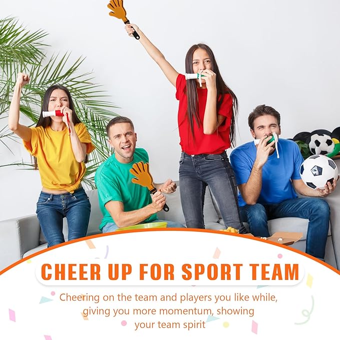 24 Pcs Hand Clappers 7.5 Inch Plastic Clappers Noisemakers Party Favors Clapping Noise Maker Birthdays Game Prizes Classroom Rewards Football Sporting Events Cheers Supplies (Orange,Black)