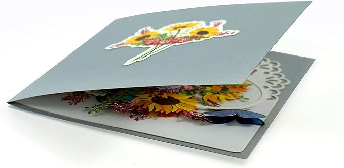 CUTPOPUP Birthday Card Pop Up, Mother's Day, 3D Flower Greeting, Birthday Card for Women, Wife, Grandma (Sunflowers Basket)