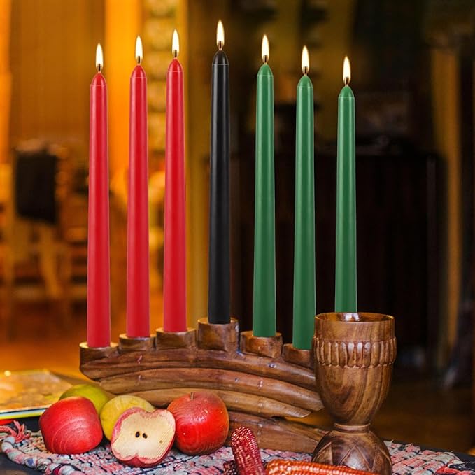 14-Pack Kwanzaa Candles Set - 6 Red, 2 Black, 6 Green Taper Candles, 10 Inch Unscented for Kinara, Holiday Centerpiece, African American Celebration, Principles & Heritage