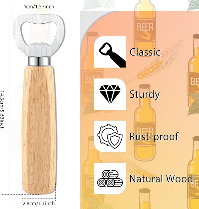 48pcs Bottle opener Beer Opener with Wooden Handle for engraving Cider Wine Bottle Opener Party Wedding Gifts