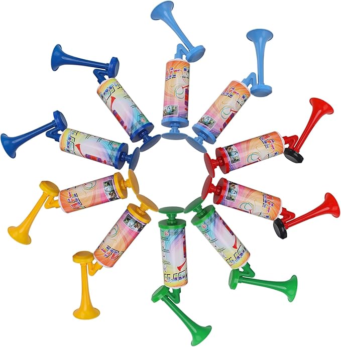 FARBIN Mini Air Horn Hand Pumps Noisemakers Toys Gift, Loud Noise Maker Non-Toxic Party Horns, Hand-held Air Horn for Sporting Events Contest and Parties (mini handheld hor 10pcs)