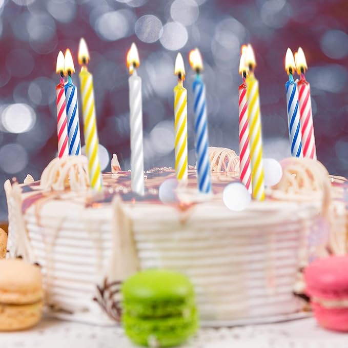 MTLEE 576 Pcs Birthday Candles Bulk Spiral Cake Candles for Celebrating Birthday Cake Decorations for Holiday Party Supplies (4 Color)
