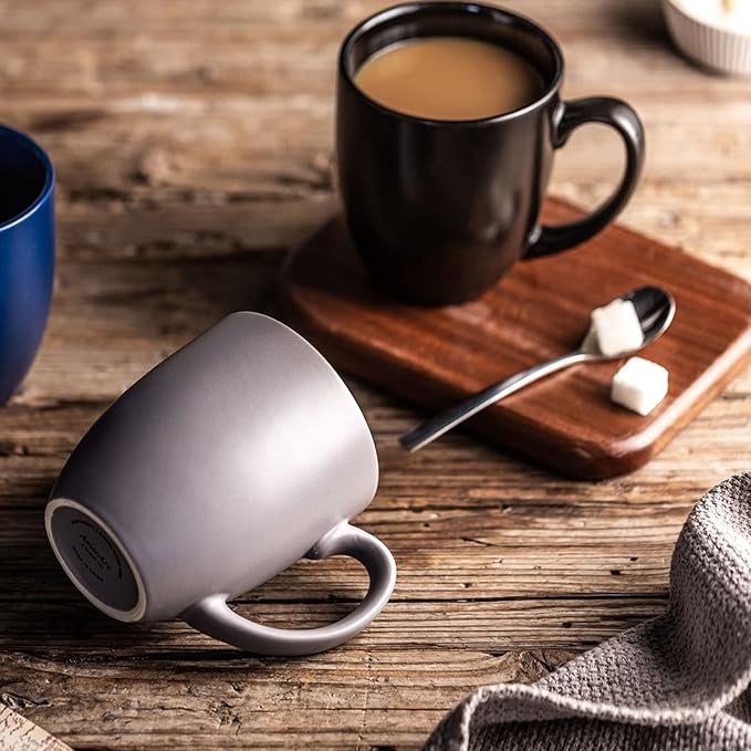 AmorArc 12 oz Coffee Mugs, Matte Coffee Cups with Large Handle for Man, Woman, Ceramic Coffee Mugs Set of 12 for Latte/Cappuccino/Cocoa/Milk, Dishwasher & Microwave Safe, Multi-Color