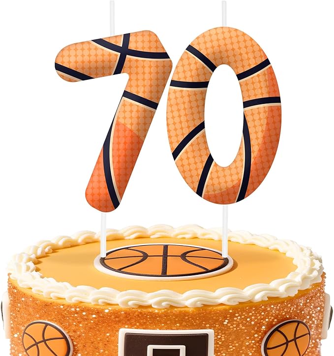 Basketball Number 70 Birthday Candles, Basketball Themed Cake Topper for Boys Girls, Cake Decorations for Birthdays, Sports Theme Party Supplies, Candles for Party Decorations