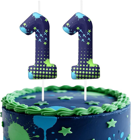 Video Game Number 11 Birthday Candles, Game Themed Cake Topper for Boys Girls, Cake Decorations for Birthdays, Gaming Theme Party Supplies, Candles for Party Decorations