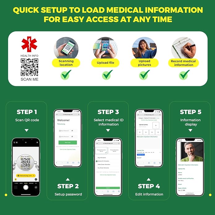 Upgraded Medical Bracelets Men Women with QR Code Medical Alert ID Bracelets - Titanium Steel Wristband Fits Wrists Up 8''-10'' - More Space Custom Emergency Med ID Info