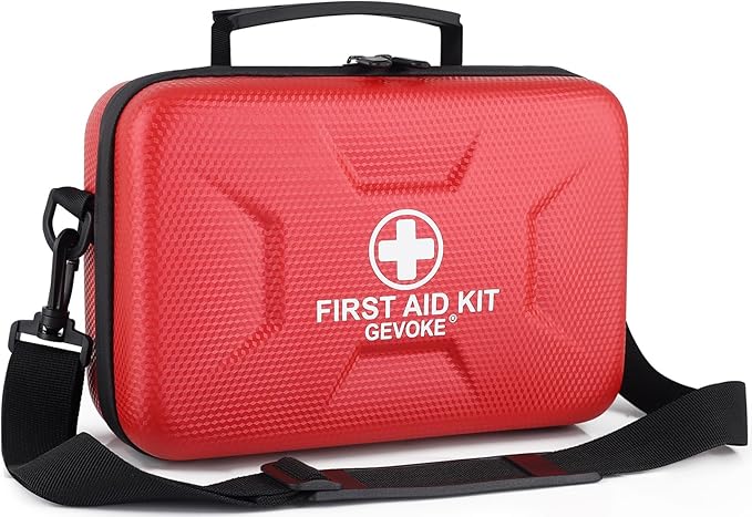 410 Piece Waterproof Hard Shell First Aid Kit for Home, Car, Travel, Camping, Truck, Hiking, Sports, Office, Vehicle & Outdoor Emergencies - Emergency Medical Kits (Red)
