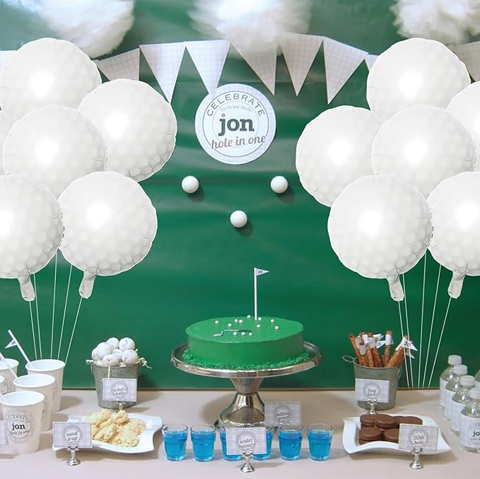 9PCS Golf Balloons - 18Inch Sports Aluminum Foil Balloons for Golf Themed Party Hole In One Birthday Sports Graduation Party Supplies