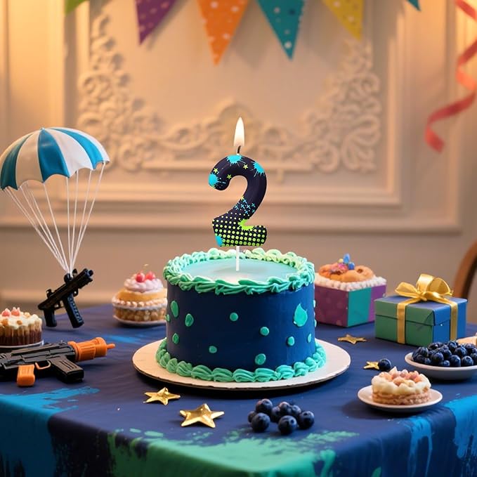 Video Game Number 2 Birthday Candles, Game Themed Cake Topper for Boys Girls, Cake Decorations for Birthdays, Gaming Theme Party Supplies, Candles for Party Decorations