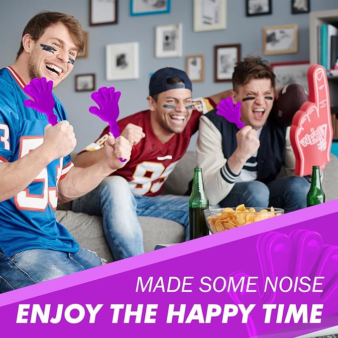 20 Pcs Hand Clappers Noisemakers 7.5 Inch Clappers Noisemakers Plastic Hand Clappers for Birthdays Game Football Sporting Events Cheers Supplies Dance Basketball Football Noisemakers(Purple)