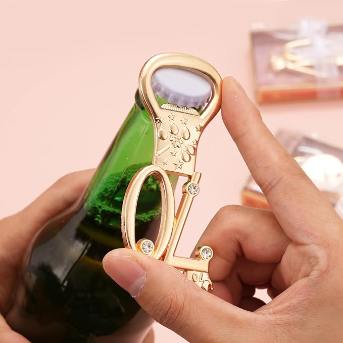 70th Birthday Party Favors - 24 Pack Rose Gold Bottle Opener Set, Wedding Souvenirs, Theme Party Supplies with Gift Box