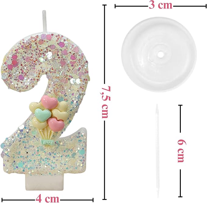 by Tugba Aydan - 2 Number Birthday Candles – 24 Piece Cake Decoration Kit with Number Candle – Party Supplies for Kids’ Birthday Celebration