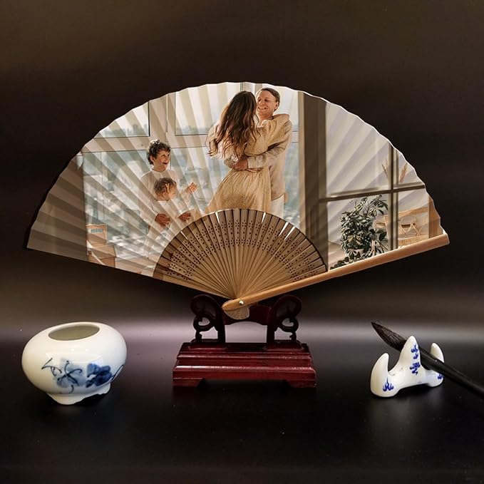 WERWAES 48Pcs Custom Folding Fan with Photo Hand Held Fans Foldable for Wedding Dancing Saloon Cosplay Party Props Decorative Folding Fans Iedal Personalized Gifts for Women Men