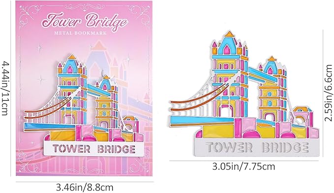 Metal Bookmarks with Transparent Design - Tower Bridge Book Mark for Readers, Aesthetic Book Markers for Kids, Teens, Teachers, Students, Gifts for Book Lovers, Writers, Reading Women & Men