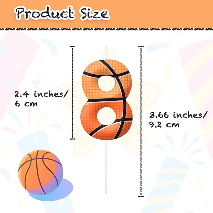 Basketball Number 18 Birthday Candles, Basketball Themed Cake Topper for Boys Girls, Cake Decorations for Birthdays, Sports Theme Party Supplies, Candles for Party Decorations