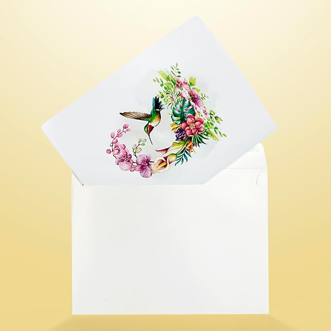 CUTPOPUP Birthday Card Pop Up, Birthday 3D Popup Greeting, Birthday Card for Women (Hummingbird Orchid)