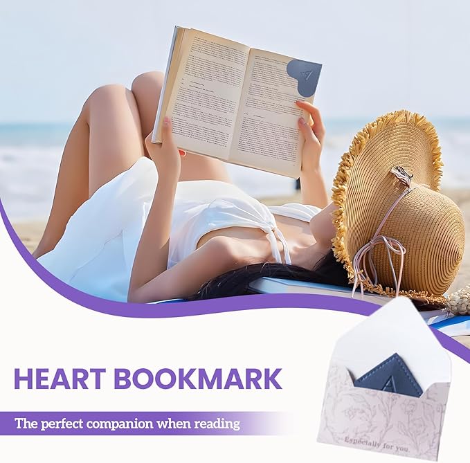 MOTEERLLU Personalized Leather Heart Bookmark with Initials, Cute Custom Corner Bookmarks for Reading Women, Men, Kids, Teachers, Book Lovers Gifts(Blue Y)