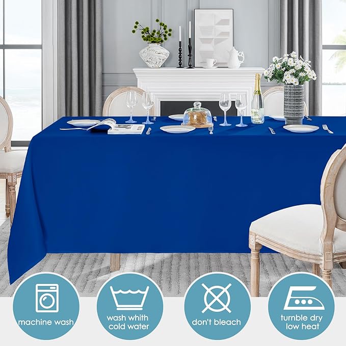 VidaFete Tablecloth 2 Pack 90*132inch Rectangle Table Cloth Polyester, Stain Wrinkle Resistant Polyester Dining Table Cover for Kitchen Dinning Party Wedding Rectangular Buffet Decoration(Royal Blue)