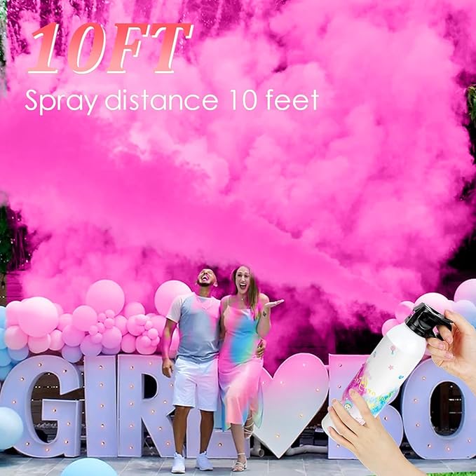 SRG Large Gender Reveal Fire Extinguisher Color Blaster | 2 Packs Baby Girl Pink Gender Reveal Extinguisher | Pink Smoke for Gender Reveal Party & Ideas | Long Lasting（Pink）