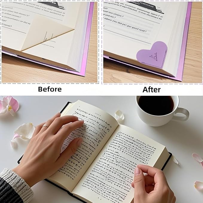 MOTEERLLU Personalized Leather Heart Bookmark with Initials, Handmade, Letter Cute Custom Corner Book Marks for Reading Women, Teachers, Students, Book Lovers, Book Accessories(Purple,Q)