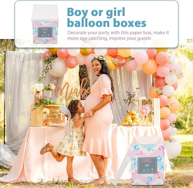Paper Decorative Balloon Box for Shower Party Gender Reveal Boy Girl Balloon Boxes for Shower Decorations and Celebrations