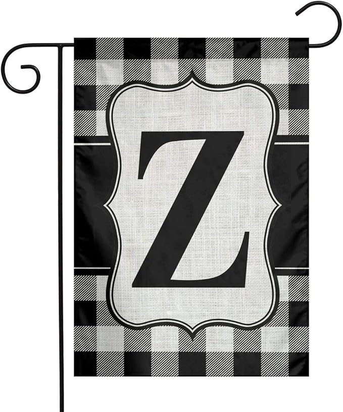 YANGHOME Monogram Initial Z Burlap Garden Porch Lawn Flag Farmhouse Decorations Mailbox Decor Welcome Sign 12x18 Inch Small Mini Size Double Sided Flax Nylon Linen Fabric