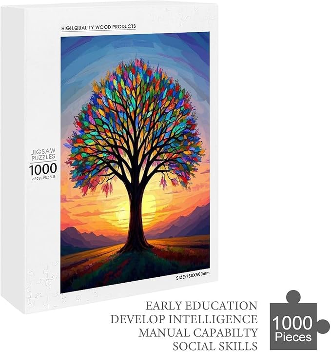 Jigsaw Puzzles for Adults 1000 Piece - Colorful Tree Themed Wooden Puzzles，Unique Gifts for Wall Art ，Funny Puzzles，Stress Relief Games，Puzzle Games Challenge Puzzles