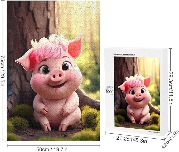 Wooden Jigsaw Puzzles - Cute Baby Pig - 1000 Piece Jigsaw Puzzle for Adults Teenagers and Kids Educational Family Game，Home Decor，Suitable for Puzzle Enthusiasts and Collectors