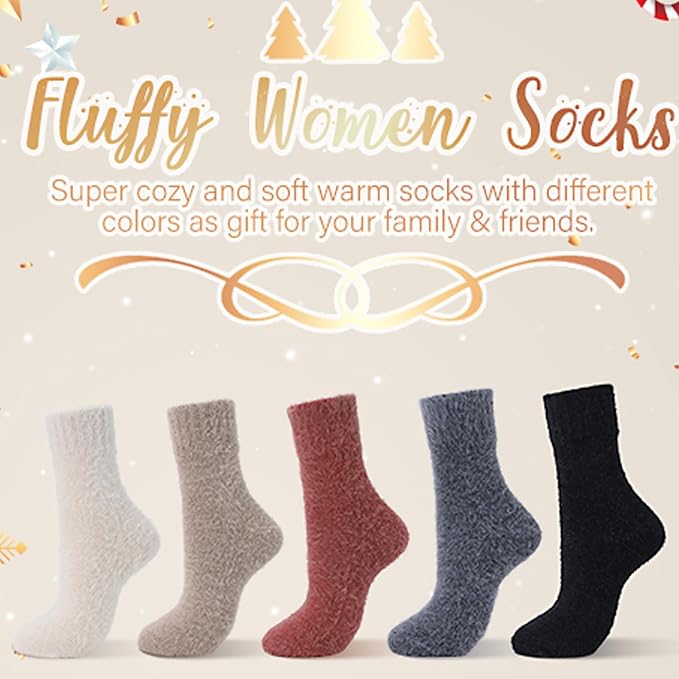 SISOSOCK Fuzzy Cozy Warm Socks for Women-Winter Home Thick Wool Soft Sleeping Socks-Perfect Gifts for Women