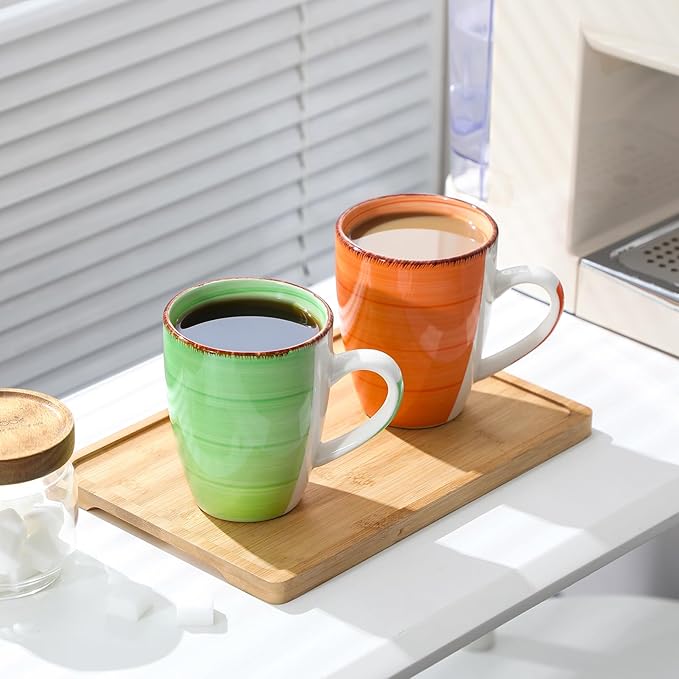 vancasso Bonita 16 Oz Large Coffee Mugs Set of 6, Ceramic Coffee Cups for Cappuccino, Latte, Tea, Cocoa, Warm Color