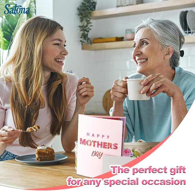 SATONA 3D Mother Pop-Up Greeting Card, Elegant Floral Scene, Includes Envelope & Message Card, Perfect for Mothers, Wives, Grandmas, or a Special Occasion (Happy Mother’s Day)