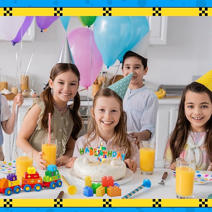 Building Block Themed Birthday Candle Number 5 Candle Birthday Party Decoration Cake Topper for Building Block Party Decoration Theme Parties Supplies (Number 5)
