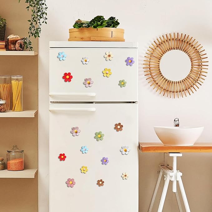20PCS Refrigerator Magnets Colorful Fridge Magnets 3D Flower Cute Fridge Magnet Decorative Funny Refrigerator Magnet for Whiteboard Cabinet Locker Classroom Home Kitchen Office (3D Flower, 20PCS)